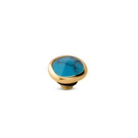 Melano Twisted Gemstone Cloud Steentje 9mm Goudkleurig Turquoise