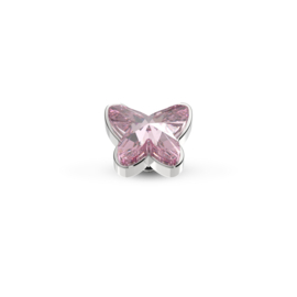 Melano Twisted Butterfly Steentje Zilverkleurig Light Rose