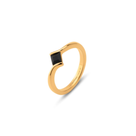 Melano Friends Evy Ring Black Goudkleurig