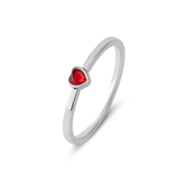 Melano Friends Amour CZ Ring Zilverkleurig Ruby Red