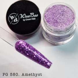 WowBao Nails acryl poeder Glitter nr 580 Amethyst 28g