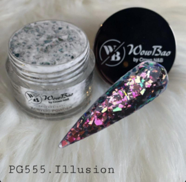 WowBao Nails acryl poeder Glitter nr 555 Illusion 28g