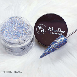 WowBao Nails glitter acryl poeder nr 626 Steel 28g