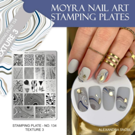 Moyra Stempel Plaat 134 Texture 3 + Gratis Try-on plate Sheet