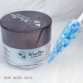 WowBao Nails acryl poeder nr G654 WOW Blue Glitter 28g