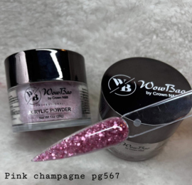 WowBao Nails acryl poeder Glitter nr 567 Pink Champagne 28g