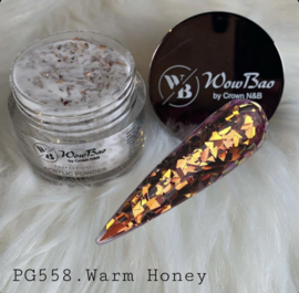 WowBao Nails acryl poeder Glitter nr 558 Warm Honey 28g