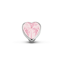 Melano Twisted Heart Steentje Zilverkleurig Milk Pink