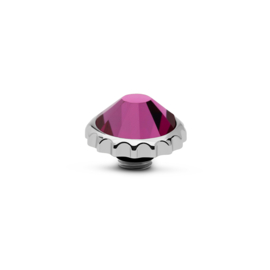 Melano Vivid Cap Steentje Zilverkleurig Fuchsia 11mm