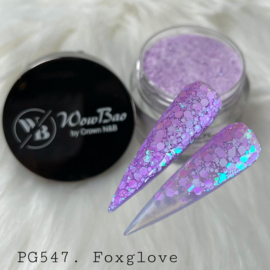 WowBao Nails acryl poeder Glitter nr 547 Foxglove 28g