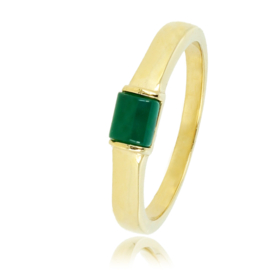 My Bendel ring met groene agaat edelsteen goud
