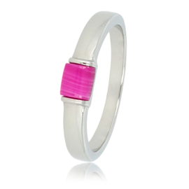 My Bendel ring met roze stripe agaat edelsteen zilver