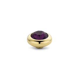 Melano Vivid Basic CZ Steentje 7 mm Goudkleurig Aubergine