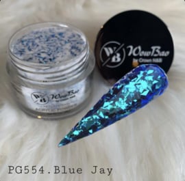 WowBao Nails acryl poeder Glitter nr 554 Blue Jay 28g