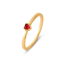 Melano Friends Amour CZ Ring Goudkleurig Ruby Red