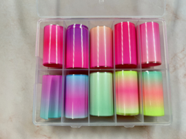 10 m Transfer folies in een box neon ombre