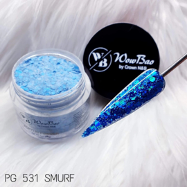 WowBao Nails glitter acryl poeder nr 531 Smurf 28g