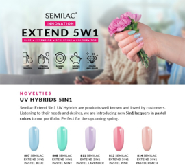 Semilac Extend 5 in 1 808 Pastel Mint (rubber base)  7ml