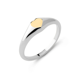 Melano Friends Love Ring Zilverkleurig met goud hartje