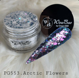 WowBao Nails acryl poeder Glitter nr 553 Arctic Flowers 28g