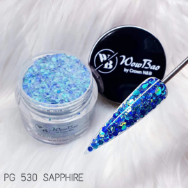 WowBao Nails glitter acryl poeder nr 530 Sapphire 28g