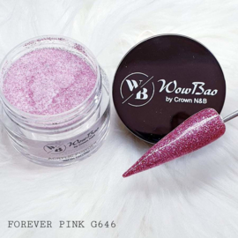 WowBao Nails acryl poeder Glitter nr G646 Forever Pink 28g