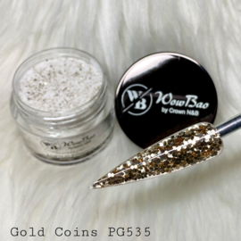 WowBao Nails glitter acryl poeder nr 535 Gold Coins 28g