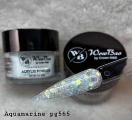 WowBao Nails acryl poeder Glitter nr 565 Aquamarine 28g