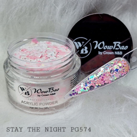 WowBao Nails acryl poeder Glitter nr 574 Stay The Night 28g