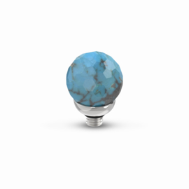 Melano Twisted Gemstone Facet Ball Steentje Zilverkleurig Turquoise