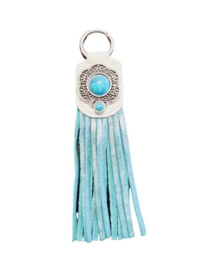 Ganesha - Sleutelhanger Franje SnowWhite/Blue met turquoise steen