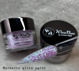 WowBao Nails acryl poeder Glitter nr 566 Mulberry Glitz 28g