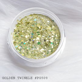 WowBao Nails acryl poeder Premium Glitter nr PG509 Golden Twinkle 28g