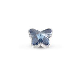 Melano Twisted Butterfly Steentje Zilverkleurig Jeans Blue