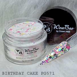 WowBao Nails acryl poeder Glitter nr 571 Birthday Cake 28g