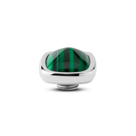 Melano Vivid Boxy gem Steentje Zilverkleurig Malachite