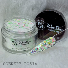 WowBao Nails acryl poeder Glitter nr 576 Scenery 28g