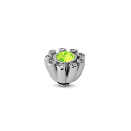 Melano Twisted Petal CZ Steentje Zilverkleurig Citrus green