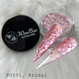 WowBao Nails acryl poeder Glitter nr 551 Bridal 28g