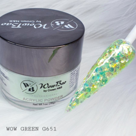WowBao Nails acryl poeder nr G651 WOW Green Glitter 28g