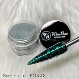 WowBao Nails glitter acryl poeder nr 528 Emerald 28g