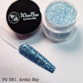 WowBao Nails acryl poeder Glitter nr 581 Artic Sky 28g