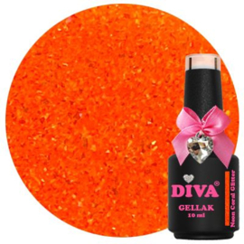 DIVA Gellak Neon coral glitter 10 ml