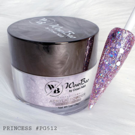 WowBao Nails acryl poeder Premium Glitter nr PG512 Princess 28g