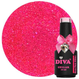 DIVA Gellak Neon pink glitter 10 ml