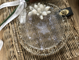 Handgemaakte tray met crystal transparant 18cm