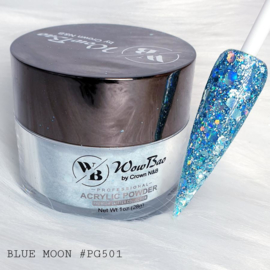 WowBao Nails acryl poeder Premium Glitter nr PG501 Blue Moon 28g