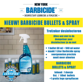 Barbicide 6x Bullets & lege Spray fles