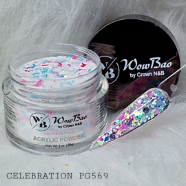 WowBao Nails acryl poeder Glitter nr 569 Celebration 28g