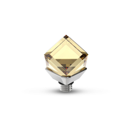 Melano Twisted Cube Steentje Zilverkleurig Crystal Golden Shadow